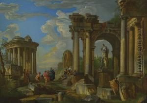 Roman Ruins With Classical Figures