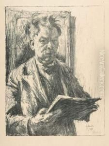 Selbstbildnis Mit Zeichenblock. by Bernhard Pankok