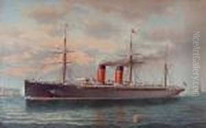 The R.m.s. Umbria Arriving New York by Fred Pansing