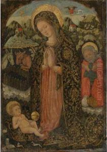 The Madonna And Saint Joseph Adoring The Infant Christ by Pantaleon