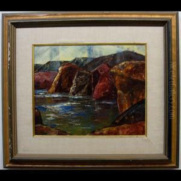 Sunlit Rocky Shoreline - view 1