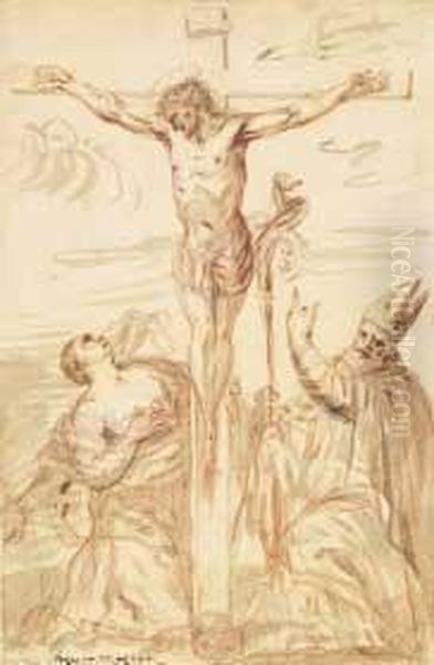 Crocefissione Con Santo Vescovo E Santa - view 1