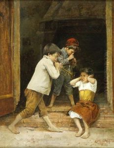 Scena Di Genere Con Bambini Suonatori by Antonio Paoletti