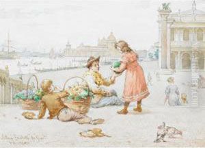 Fruit Market On The Grand Canal, Venice by Antonio Paoletti