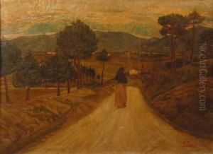 Strada Di Campagna Con Figura by Ferdinando Paolieri