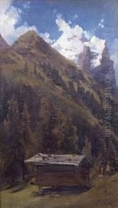 Hochgebirgslandschaft Mit Hutte