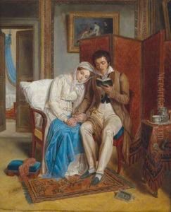 Ein Ehemann Liest Seiner Rekonvaleszenten Gattin Vor by Louis Bertin Parant