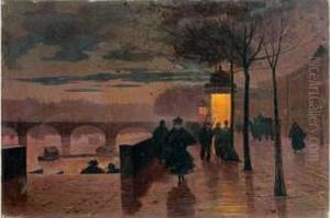 Le Soir, Quai Du Louvre by Leon Parent