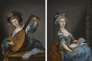 A Woman Playing The Lute by Luis Paret Y Alczar