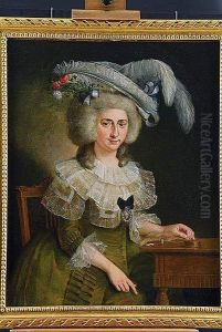Retrato De Dama De Medio Cuerpo Con Tocado De Plumas by Luis Paret Y Alczar