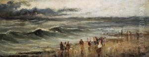 Mareggiata Con Figure by Alfredo Pariani