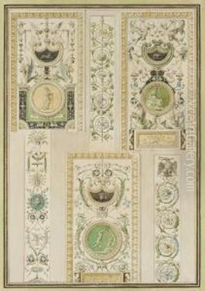 Design For An Arabesque Ornament Wall Panel With Putti, Animals And Flowers - view 1