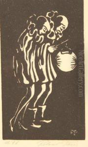 Roland, (schuler Von Henry Van Develde Und Von Gottlieb Elster) "paar Mit Laterne",original-holzschnitt, 17,5 X 10, Nummeriert 96, Im Stockmonogrammiert, Handsigniert, R. - view 1