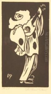 Roland, (schuler Von Henry Van Develde Und Von Gottlieb Elster) "singender Pierrot",original-holzschnitt, 17 X 9,5, Nummeriert 62, Im Stockmonogrammiert, Handsigniert, R. by Roland Paris