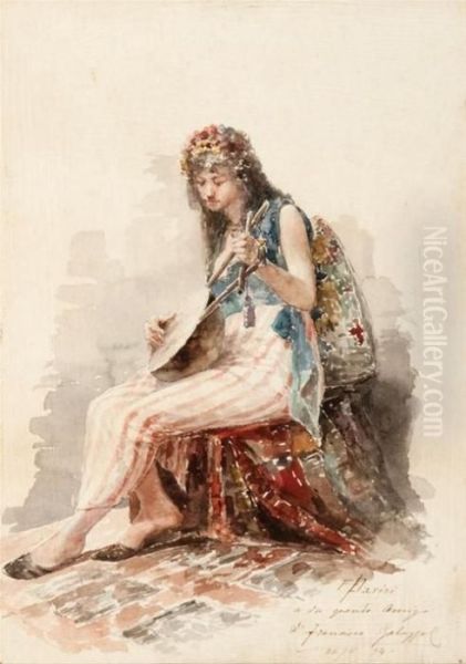 Girl Playing Musical Instrument - view 1