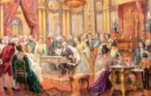 Ecole Italienne, Le Musicien Paisiello Lors De La Premiere Audition Du Barbier De Rossini A La Cour De Russie by Francesco Paolo Parisi