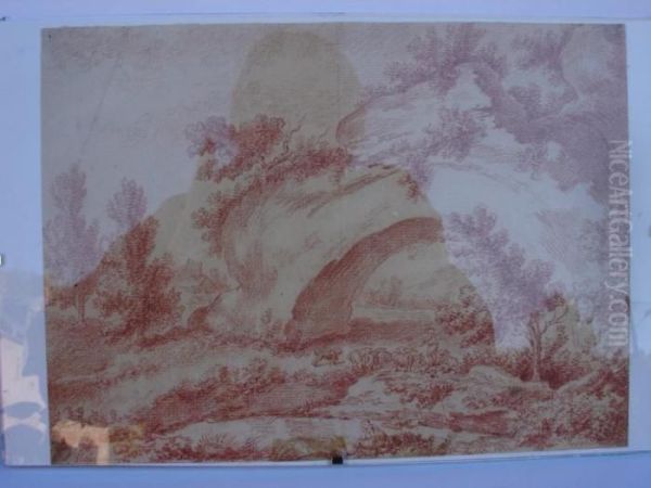 Berger Et Son Troupeau De Moutons Dans Un Paysage Boise - view 1