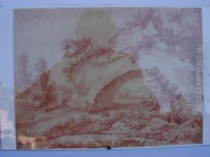 Berger Et Son Troupeau De Moutons Dans Un Paysage Boise by Philippe-Louis Parizeau