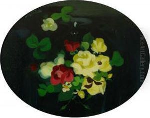 Still Life With Yellow, Red And White Roses