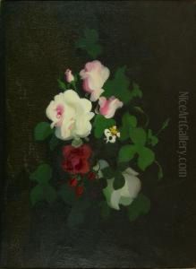 Still Life With Pink, White, And Red Roses