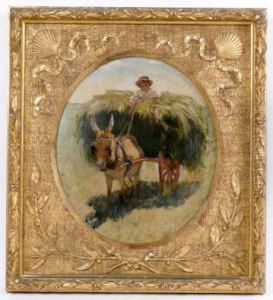 A Boy On A Donkey Led Cart
