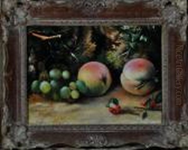 A Still-life Study Of Peaches And Grapes - view 1