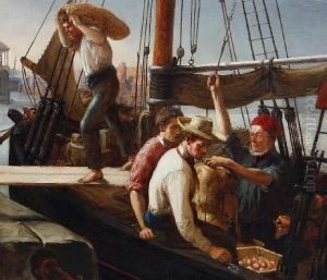 Unloading The Boat by Henry Perlee Parker