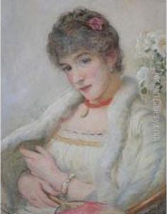 Portrait Of An Elegant Lady With A Fan by John Parker