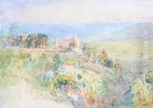 Castle Overlooking A Landscape by John Parker