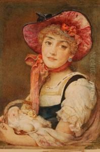 Portrait Of Ayoung Woman With A Basket Of Eggs by John Parker