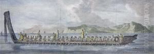 A War Canoe Of New Zealand With A View Of Gable End Foreland