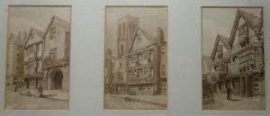 Three Sepiawatercolours In A Single Frame by Ernest Parkman