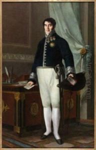 Portrait En Pied De Don Antonio Saiz Safra, Intendant Des Armees Espagnoles by Miguel Parra