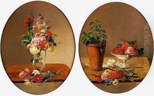 Frutero De Pie Con Fresas Y Flores Ymaceta by Jose Felipe Parra Piquer