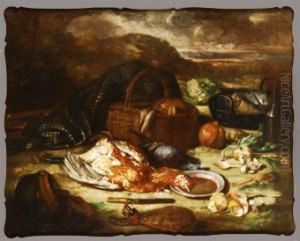Par De Bodegones De Caza Y Pesca by Jose Felipe Parra Piquer