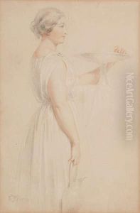 Studie Voor Dienstmeid Met Waterkruik En Tazza by Edmund Thomas Parris