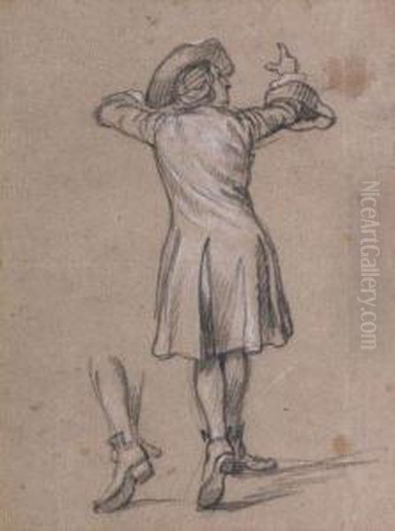 Figure D'homme De Dos Et Au Verso Tete De Cheval Et Selle - view 1