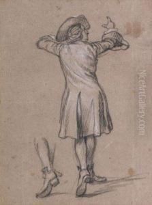 Figure D'homme De Dos Et Au Verso Tete De Cheval Et Selle by Charles Parrocel