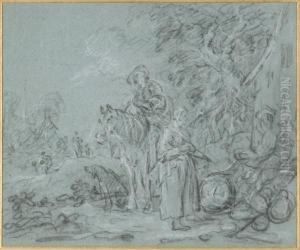Halte D'un Cavalier A L'auberge by Charles Parrocel