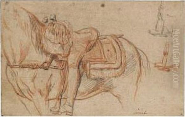 Recto: Study Of A Horse And Rider, With Subsidiary Studies Of Aboot And Stirrup - view 1