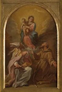 La Vierge A L'enfant Avec Saint Francois Et Saint Augustin.
