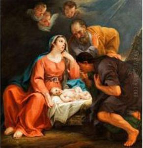 Anbetung Des Kindes In Bethlehem Mitmaria, Joseph Und Einem Hirten by Pierre Parrocel