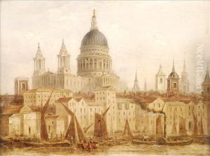 The Church Of Saint Paul's From The Thames by William Samuel Parrott