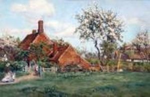 Figures Before A Country Cottages