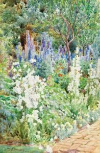 Campanula And Delphiniums by Beatrice Emma Parsons