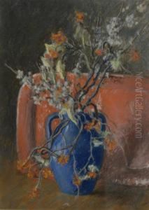Floral Still Life With Blue Vase by Beatrice Emma Parsons