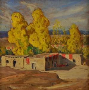 Adobe House With Yellow Tress by Sheldon Parsons
