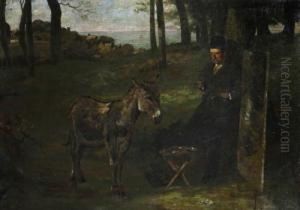 The Artist And His Critic, Possibly Paintedisle Of Man by John Herbert Evelyn Partington
