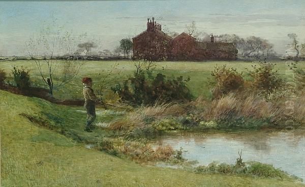 Boy Fishing In A Landscape - view 1