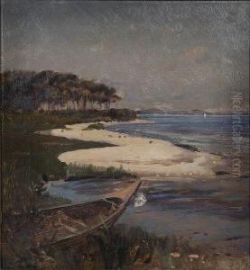 Old Boat Pulled Up On Shore by Richard Langtry Partington